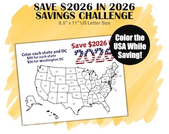 Save 2026 in 2026 Savings Challenge Printable, Low Budget Savings Goal, New Year Savings Challenge, Sinking Funds Tracker, US Letter Size