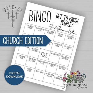 Get To Know You Find The Guest Bingo Game for Church Groups, Mix And Mingle Icebreaker for Church Game Night, Women&#39;s Ministry Fun Activity
