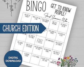 Get To Know You Find The Guest Bingo Game for Church Groups, Mix And Mingle Icebreaker for Church Game Night, Women's Ministry Fun Activity