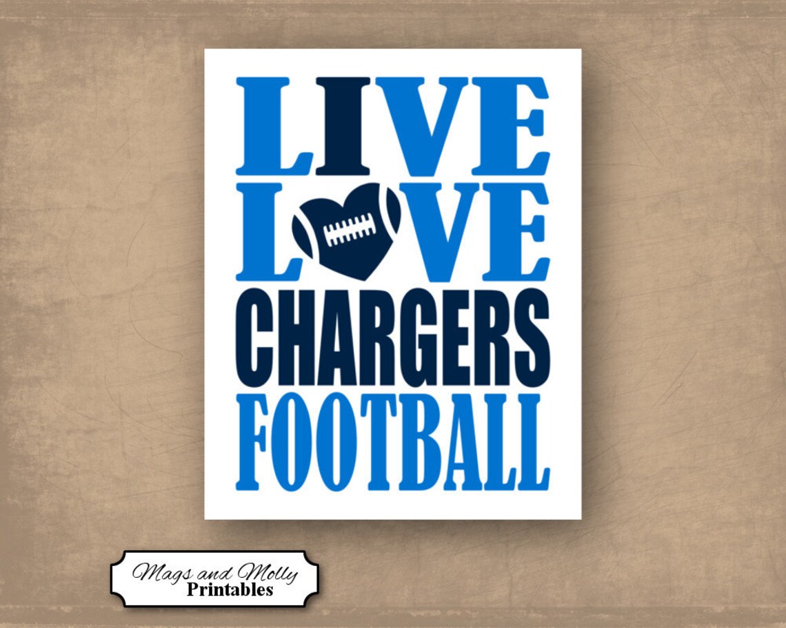 Los Angeles Chargers Wall Art. Football Printable Sports Fan Etsy