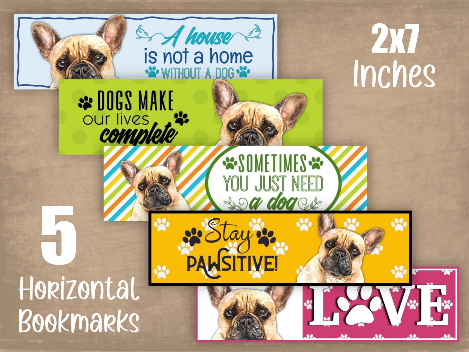 French Bulldog Printable Bookmarks With Dog-themed Quotes. Ten - Etsy