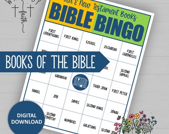 Books of the Bible Bingo Game, Printable Bible Game for Kids, Youth, Adults, Womens Ministry, Church Game Night, New and Old Testament Games