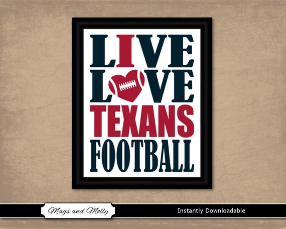 Houston Texans Wall Art Football Printable Sports Fan Gift Etsy