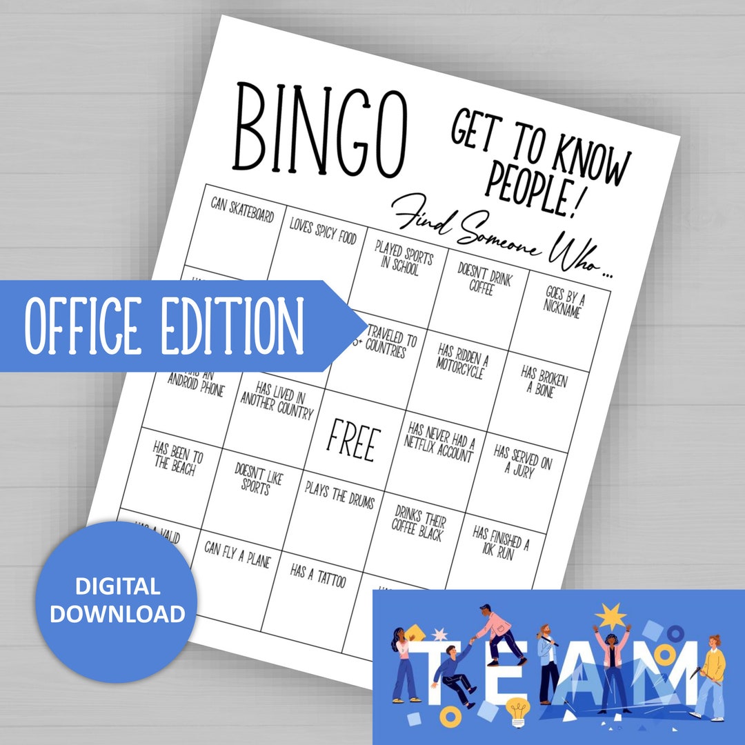 Office Get to Know You Bingo Icebreaker Game for Work, Employee Mix and ...