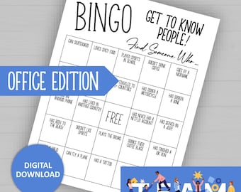Office Get to Know You Bingo Icebreaker Game for Work, Employee Mix and Mingle or Team Building Party Game, Find Someone Who Business Mixer