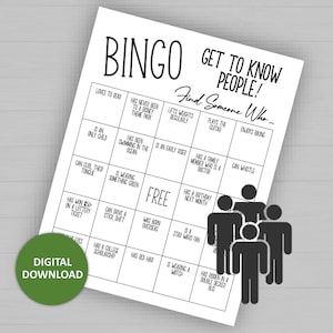 Get To Know You Find Someone Who Adult Bingo Game for Any Occasion, Mix And Mingle Icebreaker Holiday or Christmas Office Party Bingo Game