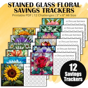 Low Income Savings Challenge Trackers, Printable Money Saving Challenge Bundle, A6 Mini Savings Challenge, 12 Floral Saving Trackers