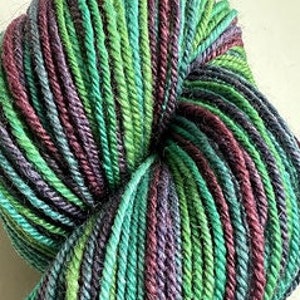 Handspun Yarn: BFL/Silk Green/Purple