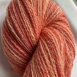 Handspun Yarn: Sparkly Orange Sherbert