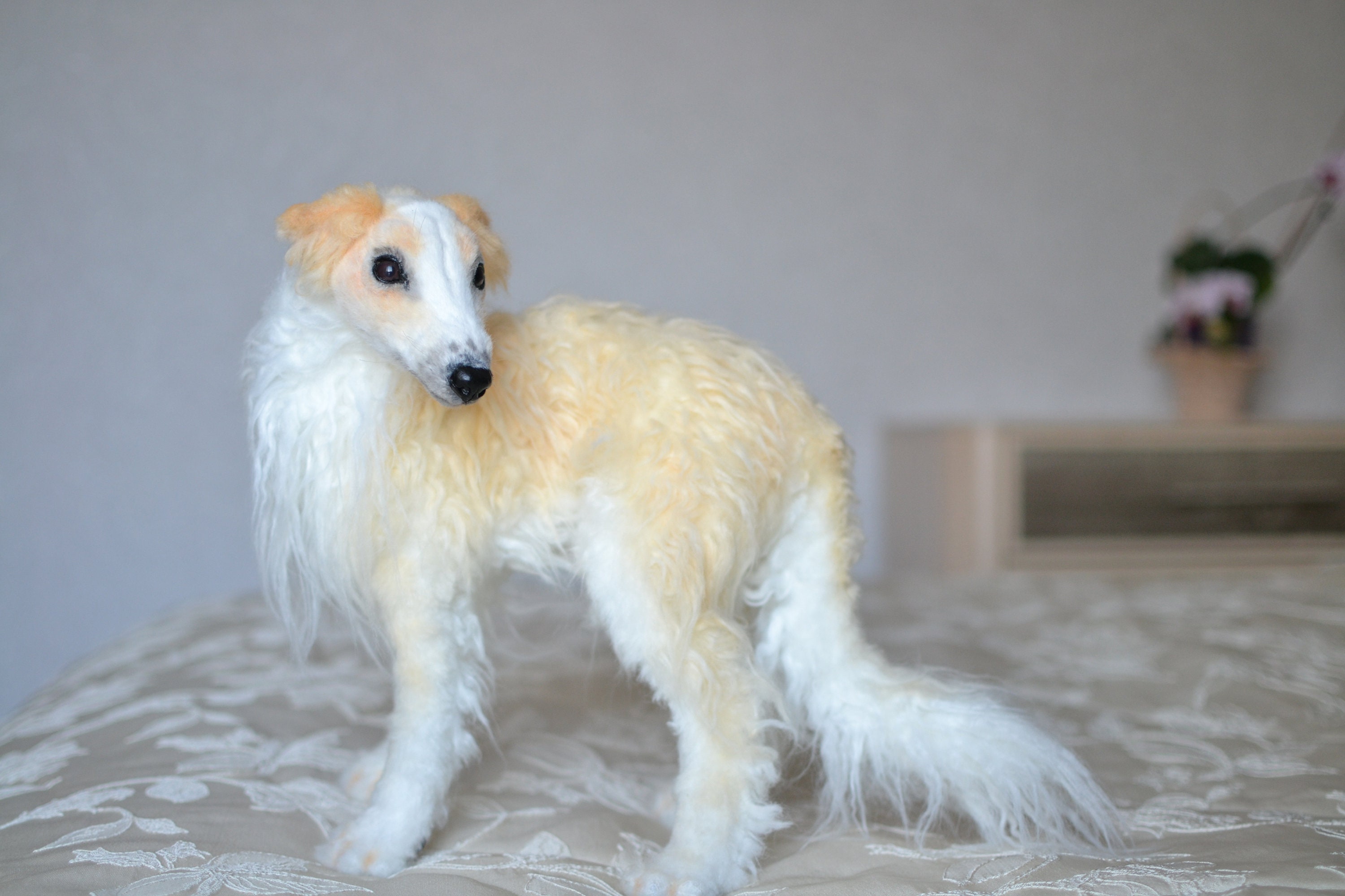 Russian borzoi dog realistic plush animal | Etsy