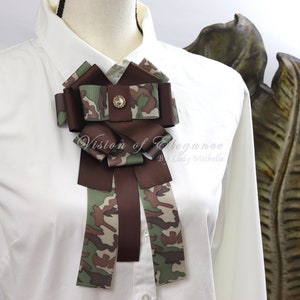 Camouflage Bow Brooch - Brown Tie Pin - Women&#39;s Accessory - Jewelry Pendant - Gift for First Lady