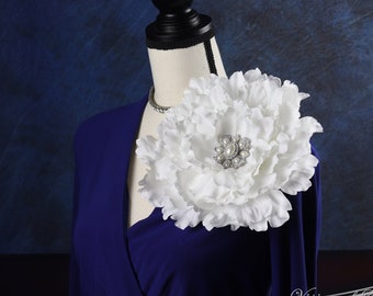 White Shoulder Flower Brooch - Flower Pin - Shoulder Corsage - Mother of the Bride - Formal Accessories