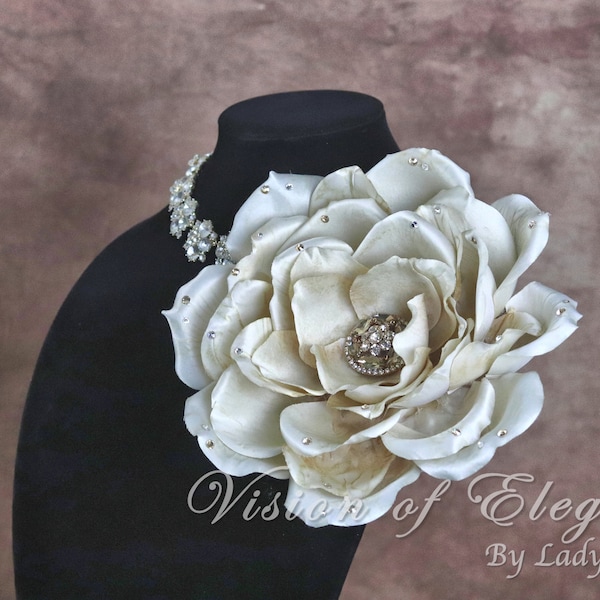 Beige Flower Pin | Cream Silk Flower Corsage | Shoulder Flower Brooch | Women's Accessories | Gift for First Lady