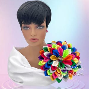 Multi-Colored Flower Brooch | Shoulder Corsage | Formal Accessories | Gift for First Lady | Statement Piece