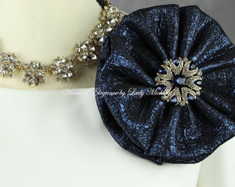 Blue Fabric Brooch | Shoulder Flower | Shoulder Corsage | Gift for First Lady | Formal Accessory