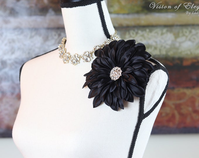 Elegant Black Flower Shoulder Pin Shoulder Brooch Gift for - Etsy