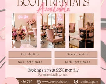 Volantino per noleggio cabine da barbiere: volantino per social media per noleggio cabine da barbiere, modelli modificabili Canva