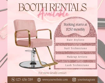 Volantino per noleggio cabine da barbiere: volantino per social media per noleggio cabine da barbiere, modelli modificabili Canva