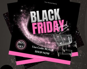 Volantino del Black Friday/Volantino per la vendita del Pink Friday/Modello Canva modificabile/Volantino per la vendita del Black Friday/Volantino del Black Friday per le storie di Instagram