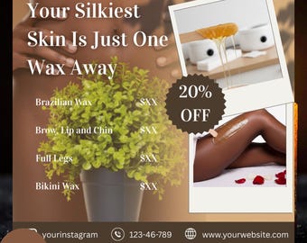 Volantino per ceretta per estetisti, proprietari di centri benessere e saloni / Modello modificabile Canva / Volantino speciale per ceretta