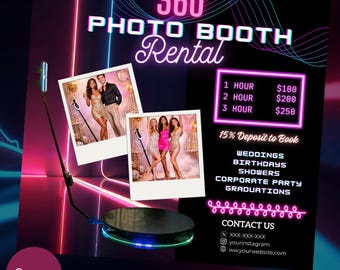 Volantino per noleggio cabina fotografica a 360°: modello Canva fai da te