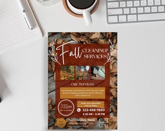 Volantino per attività di pulizia autunnale / Modello autunnale modificabile e stampabile per attività di pulizia / Promozione stagionale / Canva