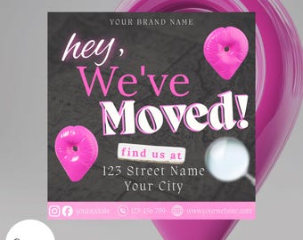 Volantino "Ci siamo trasferiti": modello modificabile Canva per piccole imprese