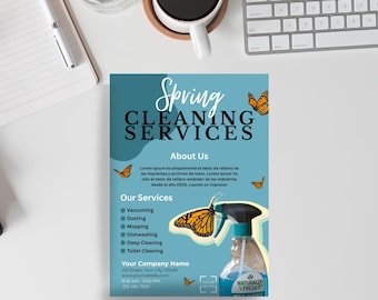 Volantino per attività di pulizie primaverili / Modello stampabile modificabile su Canva per attività di pulizie / Promozione stagionale / Formato lettera USA