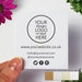 20 Recycled Square Business Cards, Eco Friendly Customised Branding, Your Logo Thank you Cards, Personalised Blank Kraft Business Template 