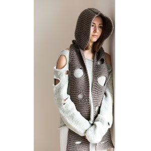 Hooded Scarf. PDF knitting pattern with process photos. Modern. Unisex. Adult. One size. Basic level.