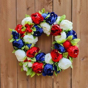 Patriotic Wreath, 4th of July Wreath, Red White and Blue Wreath, Spring Wreath, Front Door Wreath, Memorial Day Wreath, Patriotic Decor