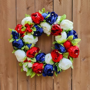 Patriotic Wreath, Red White and Blue Wreath, 4th of July Wreath, Spring Wreath, Front Door Wreath, Memorial Day Wreath, Patriotic Decor