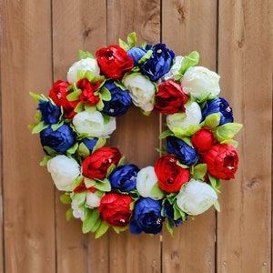 Patriotic Wreath, 4th of July Wreath, Red White and Blue Wreath, Spring Wreath, Front Door Wreath, Memorial Day Wreath, Patriotic Decor