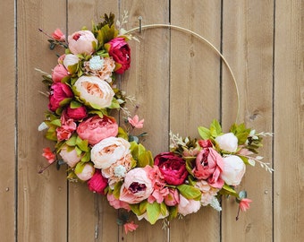 Spring and Summer Wreath for Front Door, Modern Wreath, Gift for Her