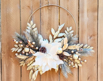 Winter Wreath, Poinsettia Wreath, Winter Wreath for Front Door