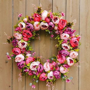 Peony Wreath, Pink Peony Wreath, Peony Wreath for Front Door, Spring Wreath, Seasonal Wreath, Pink Wreath, Wreath for Front Door