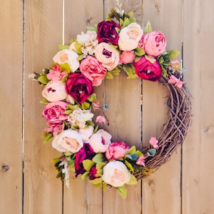 Pink Peony Wreath, Spring Peony Wreath, Pink Spring Wreath, Peony Wreath for Front Door, Spring Summer Wreath, Seasonal Wreath