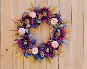 Fall Sunflower Wreath, Sunflower Wreath for Front Door, Fall Wreath