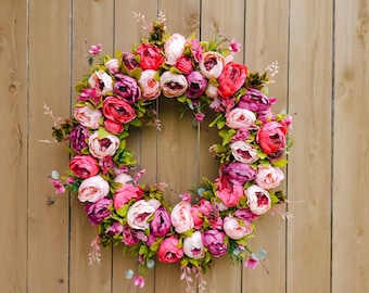 Spring Peony Wreath, Pink Peony Wreath, Peony Wreath for Front Door, Spring Wreath, Seasonal Wreath, Pink Wreath, Wreath for Front Door