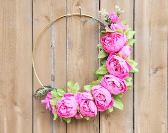 Pink Peony Wreath, Pink Peony Wreath for Front Door, Pink Decor, Pink Wreath, Spring Summer Wreath for Outside