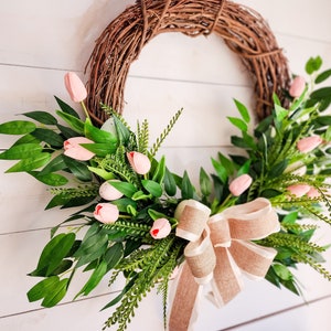 Tulip Wreath, Easter Wreath, Tulip Wreath for Spring, Pink Tulip Wreath