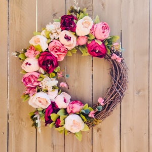 Peony Wreath, Spring Peony Wreath, Pink Peony Wreath, Peony Wreath for Front Door, Spring Wreath, Pink Spring Wreath, Summer Wreath