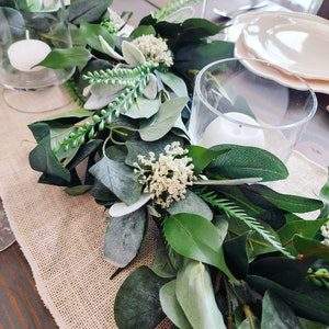 Farmhouse Greenery Garland, Neutral Table Decor, Farmhouse Decor image 7