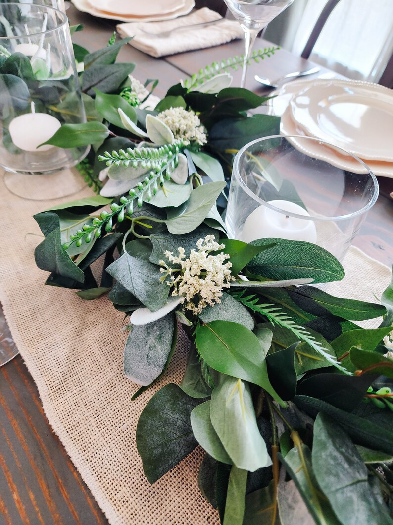 Farmhouse Greenery Garland, Neutral Table Decor, Farmhouse Decor image 7