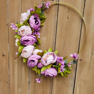 Spring Wreath for Front Door, Purple Peony Wreath, Lavender Wreath, Hoop Wreath, Peony Wreath for Front Door image 6