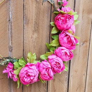 Pink Peony Wreath, Pink Peony Wreath for Front Door, Pink Decor, Pink Wreath, Spring Summer Wreath for Outside 画像 6