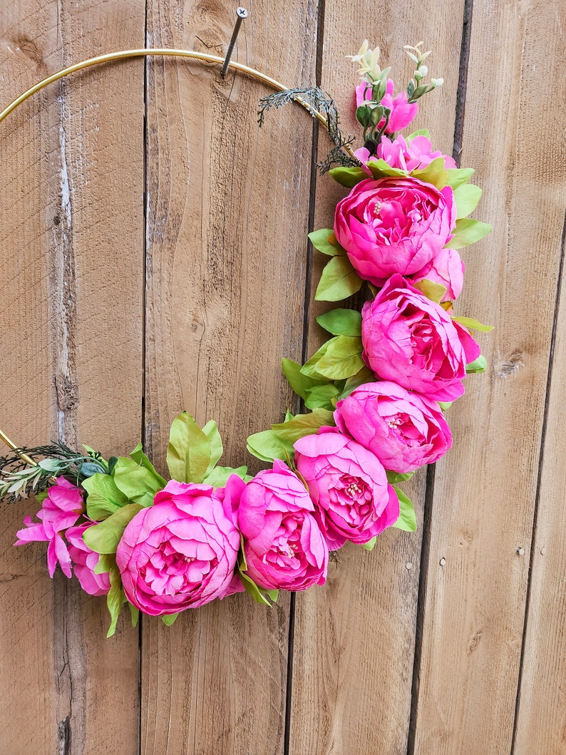 Pink Peony Wreath, Pink Peony Wreath for Front Door, Pink Decor, Pink Wreath, Spring Summer Wreath for Outside 画像 6