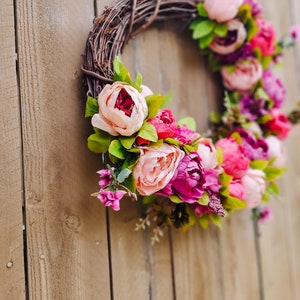 Pink Peony Wreath, Spring Peony Wreath, Pink Spring Wreath, Peony Wreath for Front Door, Spring Summer Wreath, Seasonal Wreath image 7