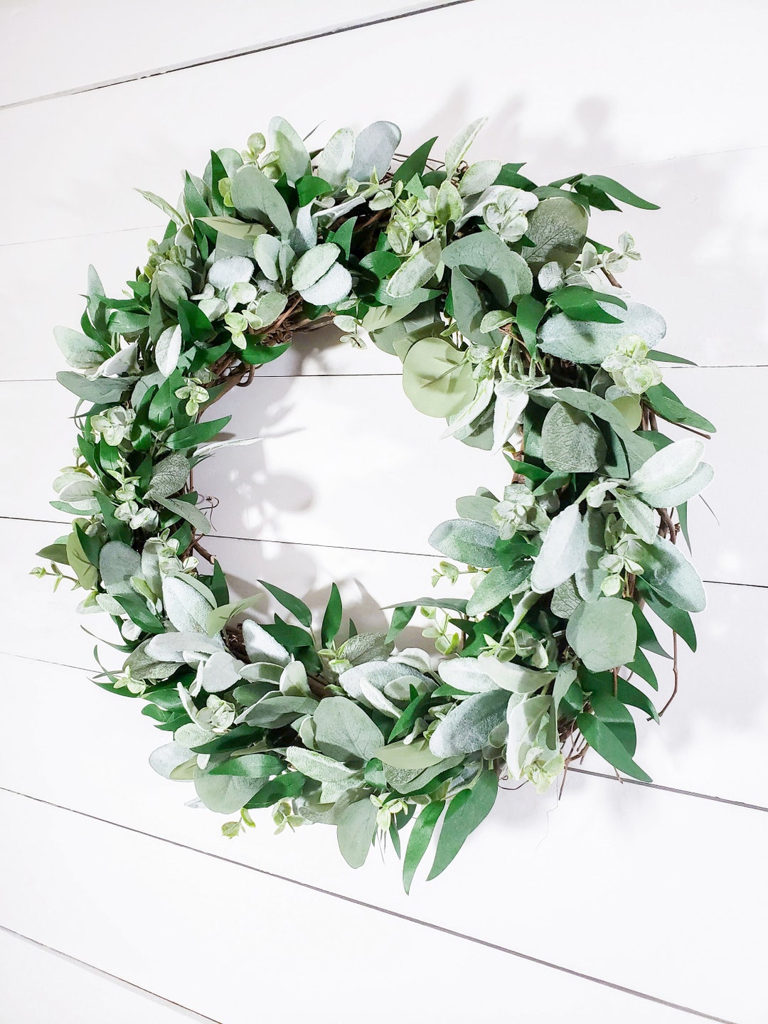 Farmhouse Wreath Green Wreath Eucalyptus Wreath Lambs Ear - Etsy