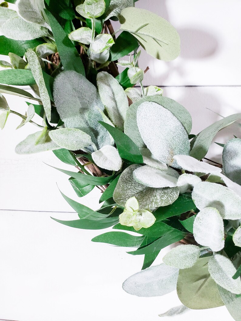 Farmhouse Wreath Green Wreath Eucalyptus Wreath Lambs Ear Etsy Canada